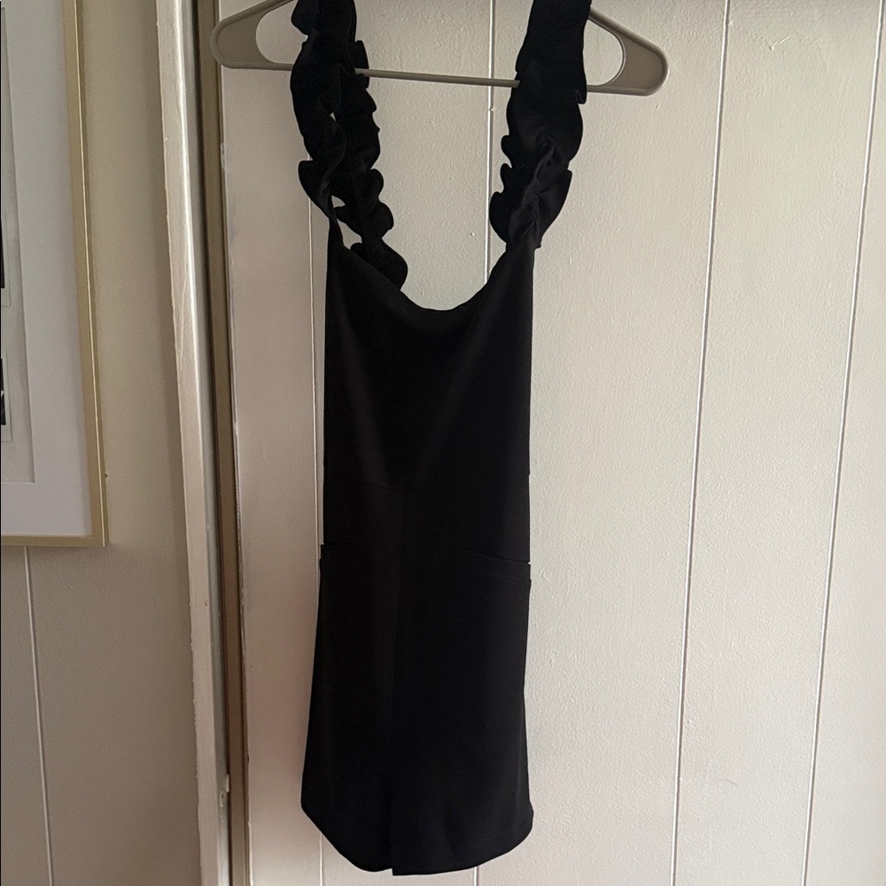 Kittenish Black Ruffle Strap Romper